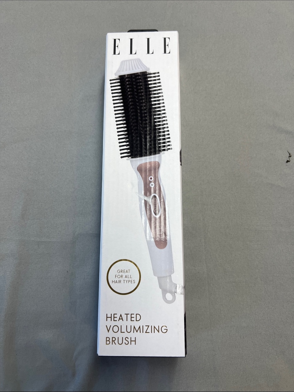 Elle White and Wood-Tone Heated Styling Brush